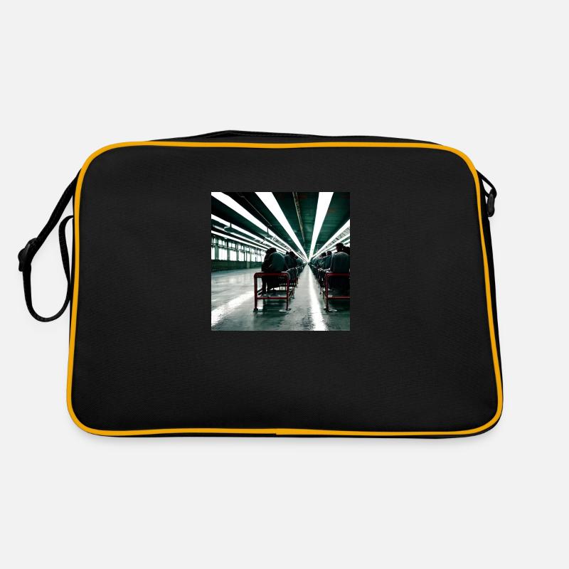 Flughafenhalle - Retro Tasche - Schwarz/Gold