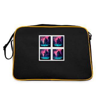 strange new world city im cyber punk style in neon - Retro Tasche - Schwarz/Gold - Hinten