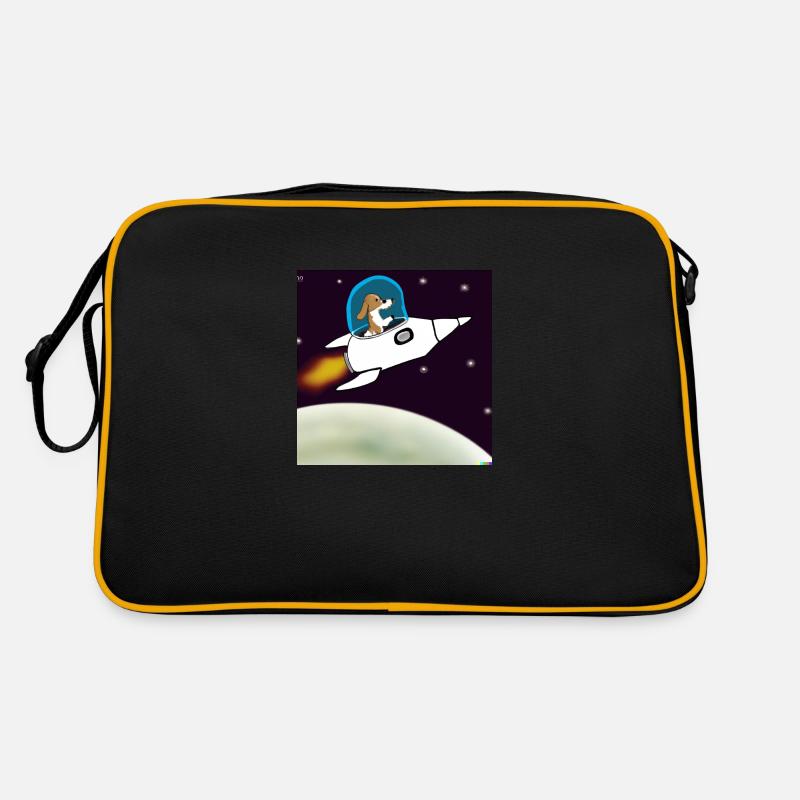 dog on mars - Retro Tasche - Schwarz/Gold