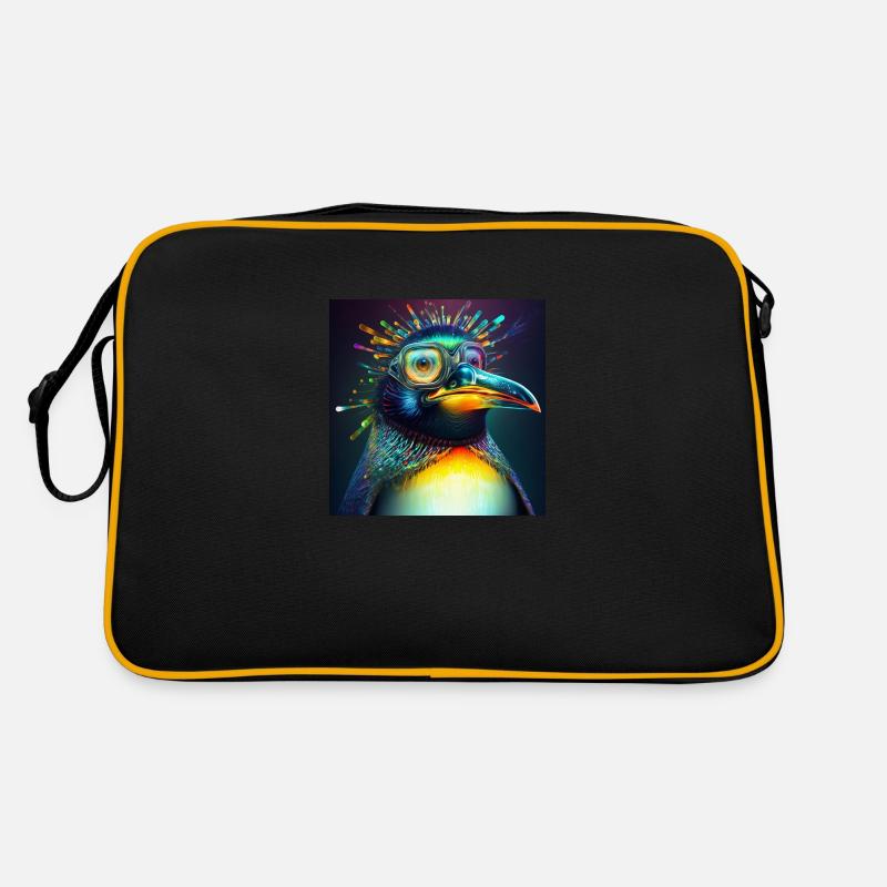 Farbiger Pinguin mit Brille, einzigartiges Design Retro Tasche