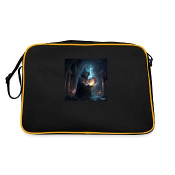 A powerful wizard casting a spell - Retro Bag - black/gold - Back