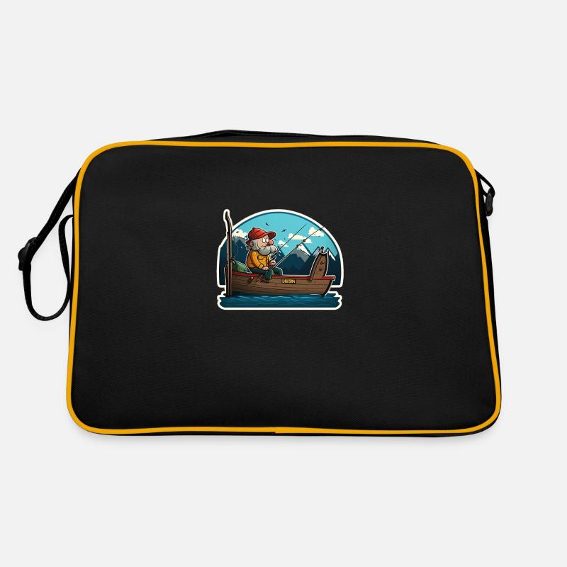 Angler - Retro Tasche - Schwarz/Gold