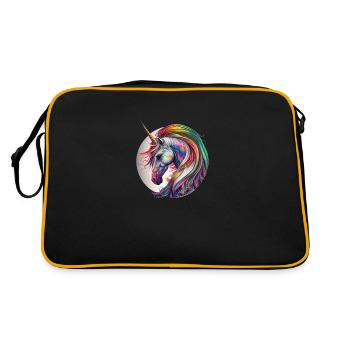 Regenbogen Einhorn - Retro Tasche - Schwarz/Gold - Hinten