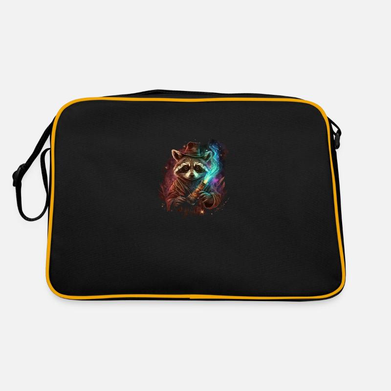 Fantasy-Zauberer Waschbär Retro Tasche