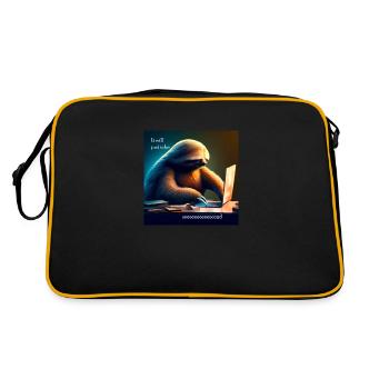Sloth working in IT - Retro Tasche - Schwarz/Gold - Hinten