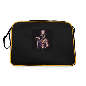 Alien in a suit [pixel art] - Retro Bag - black/gold - Back