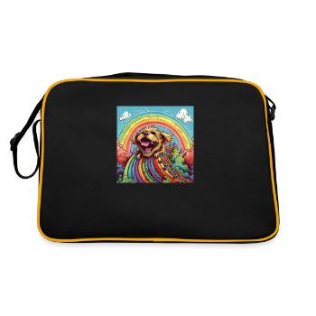 Funny LSD - freaky dwarf - Dog on Rollercoster 1 - Retro Bag - black/gold - Back