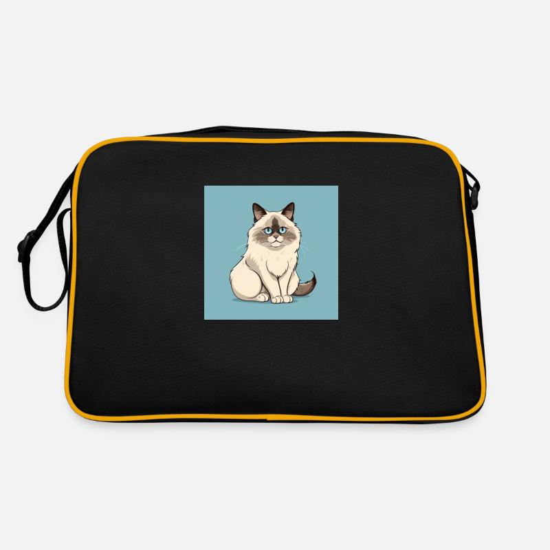 Porträt einer Ragdollkatze Comic Cartoon Retro Tasche