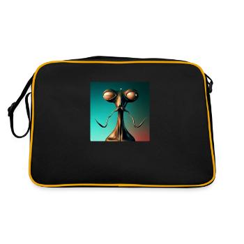 Alien artwork by Bruederchen - Retro Tasche - Schwarz/Gold - Hinten