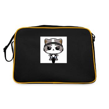 Cat Biker, Motorcycle, Modern Art - Retro Bag - black/gold - Back