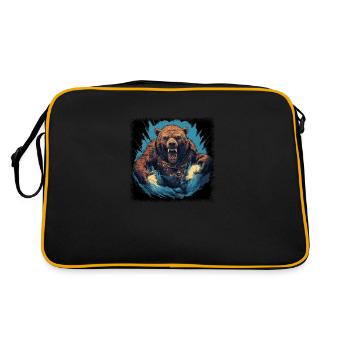 brown bear coati panda quote happy present mammal - Retro Tasche - Schwarz/Gold - Hinten