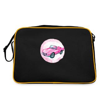 Niedliches niedliches Damenspielzeugauto rosa - Retro Tasche - Schwarz/Gold - Hinten