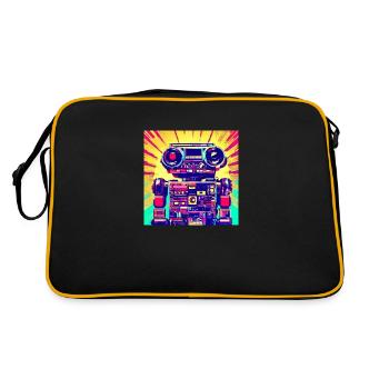 Pop Art Style Robot from a stereo system - Retro Bag - black/gold - Back