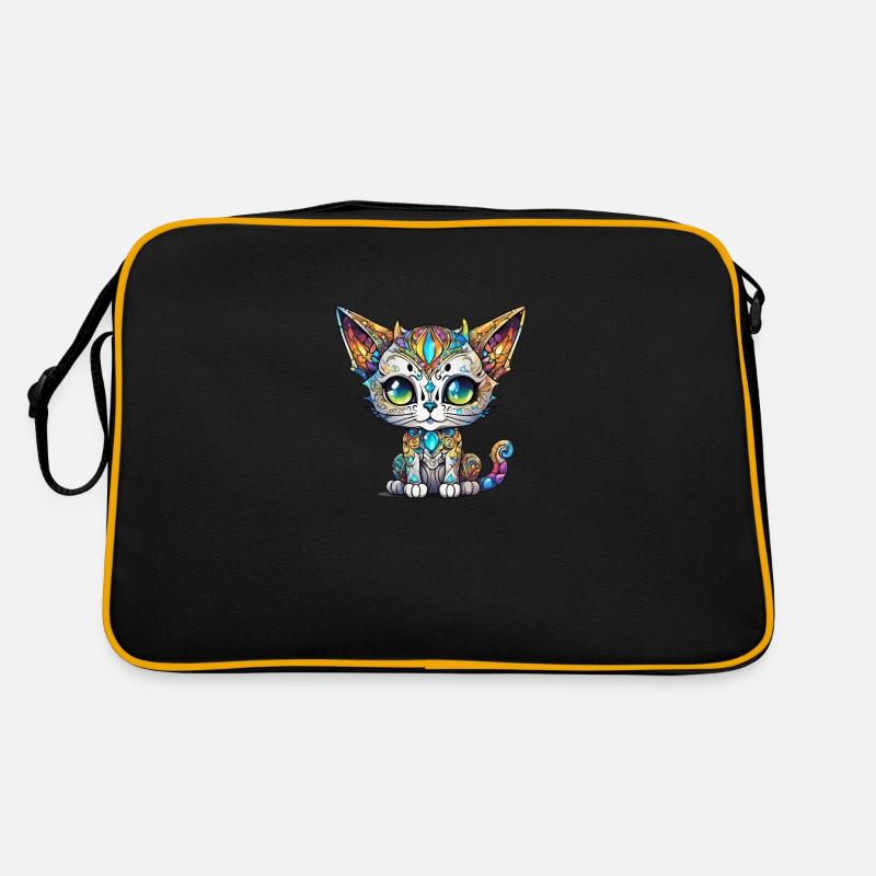 Bunte Chibi-Katze Retro Tasche