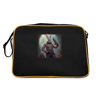 easter 2022 easter for men funny lapin bear brown - Retro Tasche - Schwarz/Gold - Hinten