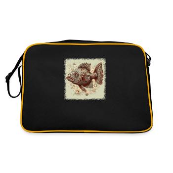 fish hook axolotls fishing love fish head - Retro Bag - black/gold - Back