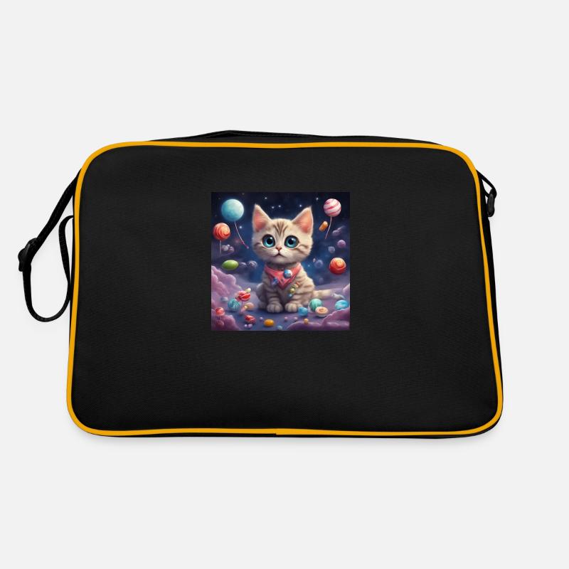Katze Katze Katze - Retro Tasche - Schwarz/Gold