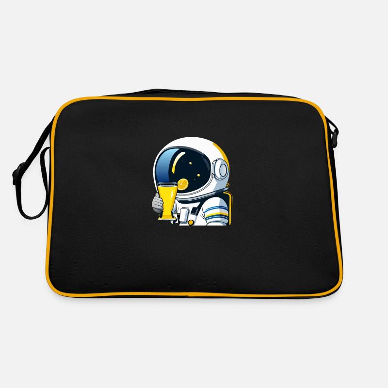 astronaut drinks lemon tea - Retro Tasche - Schwarz/Gold