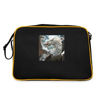 Weißer Drache - Retro Tasche - Schwarz/Gold - Hinten