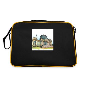 Berliner Bundestag - Retro Tasche - Schwarz/Gold - Hinten
