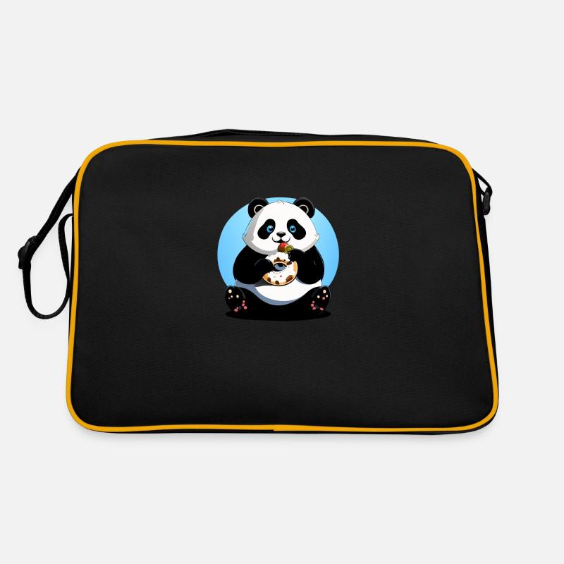 panda eats donut Retro Tasche