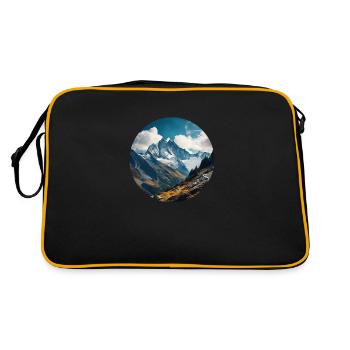 Alpen: Gipfel und Täler - Retro Tasche - Schwarz/Gold - Hinten