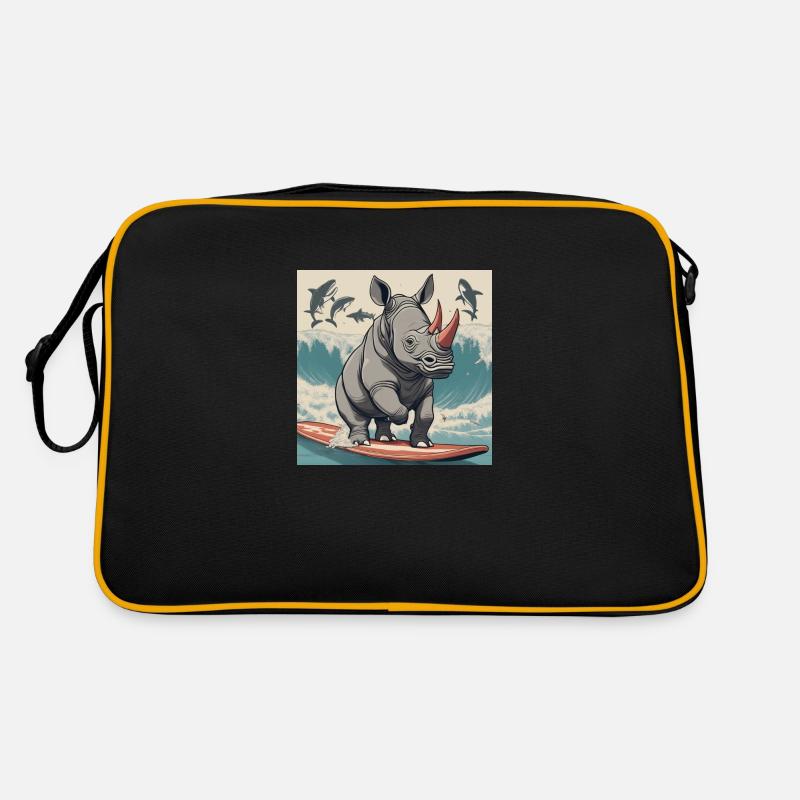 Rhino on a board Retro Tasche