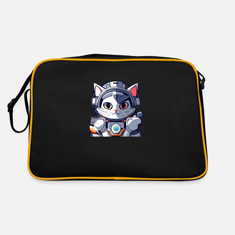 robot cat 1 - Retro Tasche - Schwarz/Gold