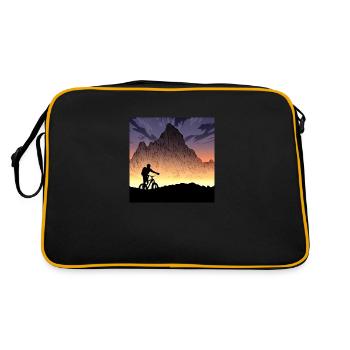 Mountainbiker Bergradler - Retro Tasche - Schwarz/Gold - Hinten