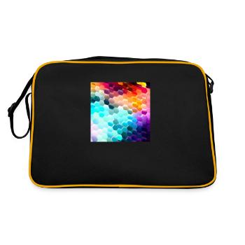 Bunter Hexagon-Rausch - Retro Tasche - Schwarz/Gold - Hinten