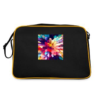 Bunter Hexagon-Rausch - Retro Tasche - Schwarz/Gold - Hinten