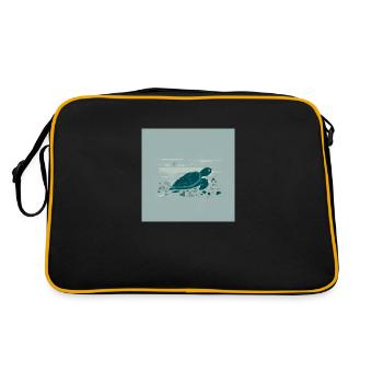 weniger plastik, mehr leben - Retro Tasche - Schwarz/Gold - Hinten