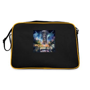 Futuristic tower in a city - park - Retro Bag - black/gold - Back