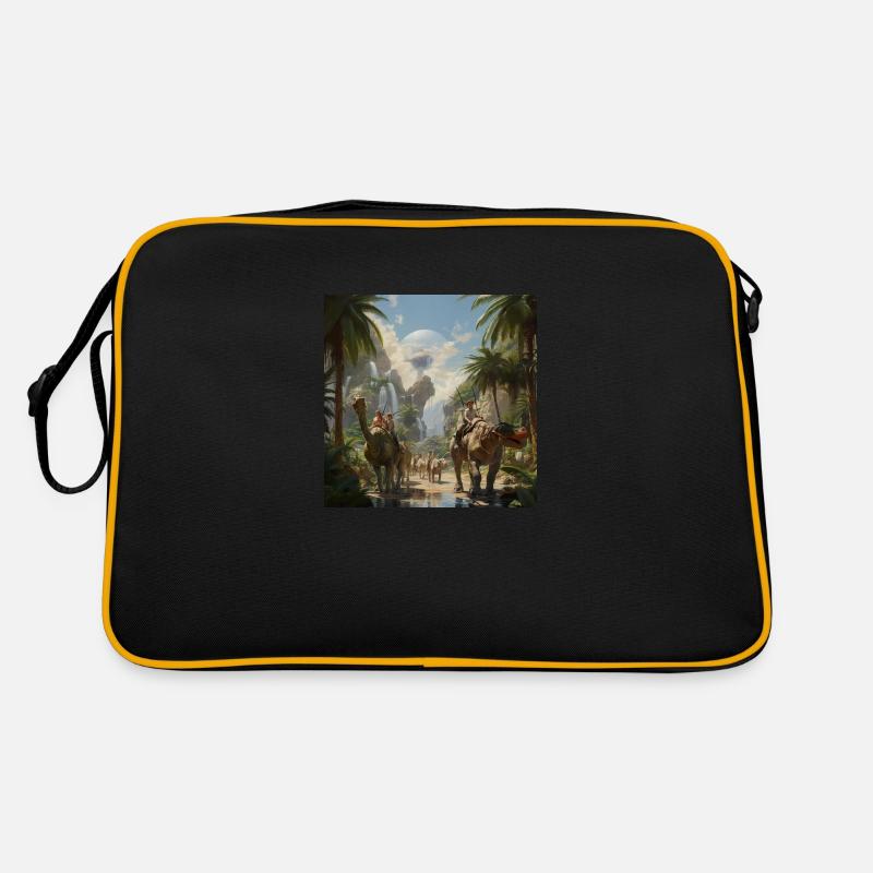 Dinos in Babylon - Retro Tasche - Schwarz/Gold