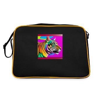 Tiger Farbig - Retro Tasche - Schwarz/Gold - Hinten
