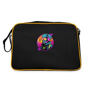 Mehrfarbiges Cyber-Punk-Logo - Retro Tasche - Schwarz/Gold - Hinten