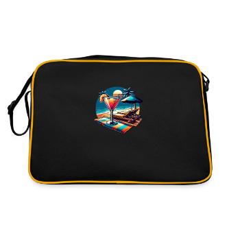Cocktail sur la plage : jeu de couleurs sur la serviette - Sac Retro - noir/or - Dos