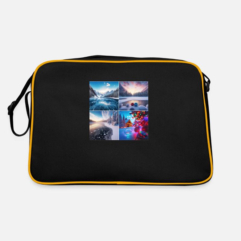 Weihnachten am See - Retro Tasche - Schwarz/Gold
