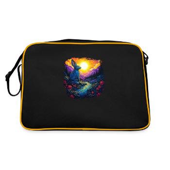 rabbit bearded collie easter for kids present idea - Retro Tasche - Schwarz/Gold - Hinten