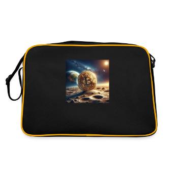 Bitcoin moon - Retro Tasche - Schwarz/Gold - Hinten