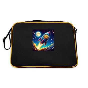 Bitcoin Moon rocket 1 - Retro Tasche - Schwarz/Gold - Hinten