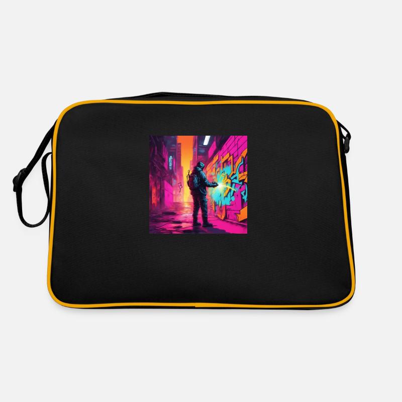Graffiti Sprayer - Retro Tasche - Schwarz/Gold