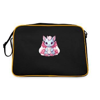 Kawaii Dragon - Retro Tasche - Schwarz/Gold - Hinten