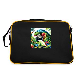 Papagei - Retro Tasche - Schwarz/Gold - Hinten