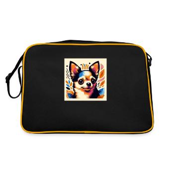 Chihuahua Risograph Vector Style 2 - Retro Bag - black/gold - Back