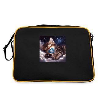 Cute kitten who sleeps with her pacifier. - Retro Bag - black/gold - Back