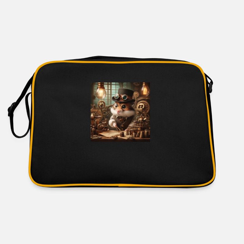Steampunk Hamster - Retro Tasche - Schwarz/Gold