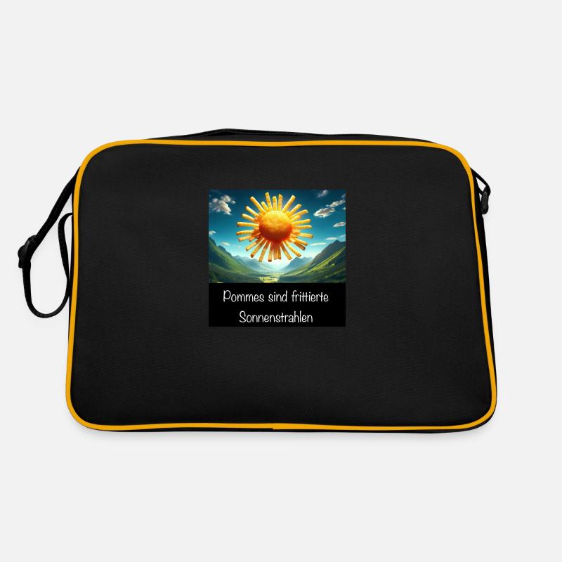 Pommes sind frittierte Sonnenstrahlen - Spruch - Retro Tasche - Schwarz/Gold
