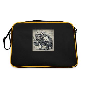 dog style cyborg steampunk cyberpunk biomec - Retro Bag - black/gold - Back