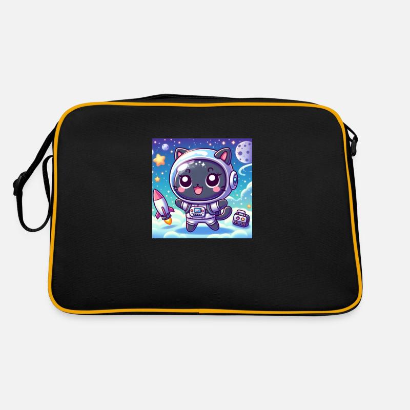 Space Kitty dans l’espace avec fusée et sac Sac Retro